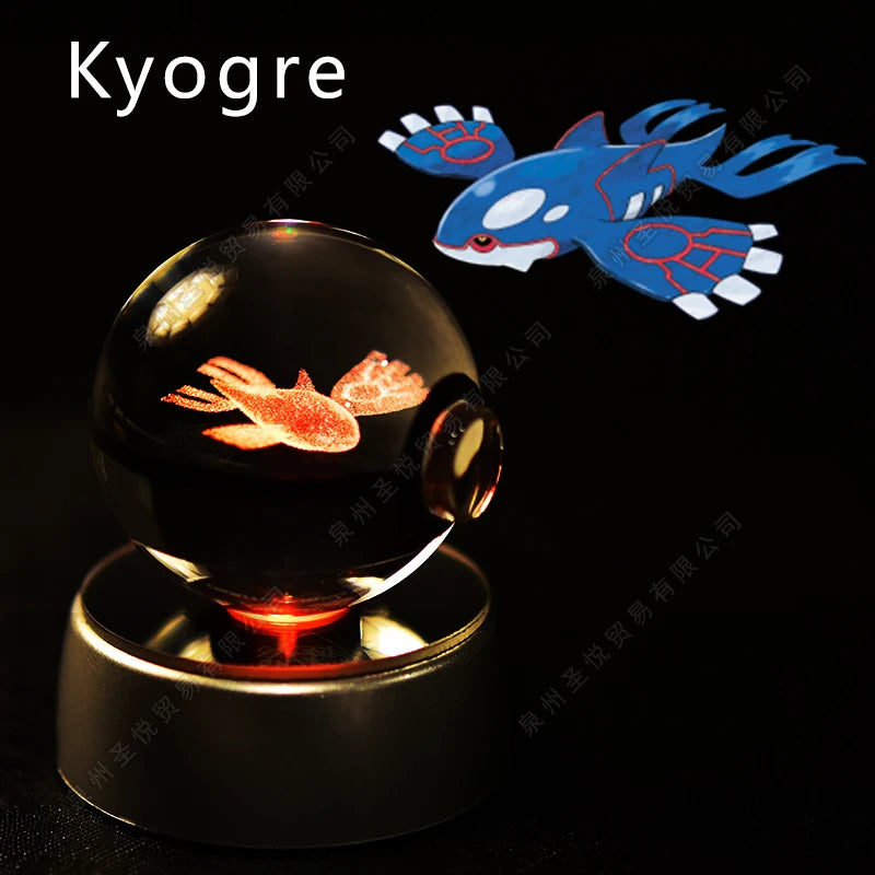Pokemon Crystal Ball 3D Pikachu Gengar Mewtwo Night Light Lamp