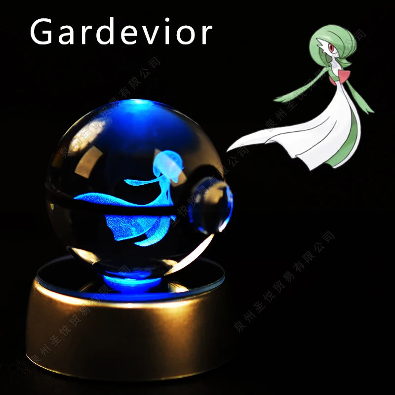 Pokemon Crystal Ball 3D Pikachu Gengar Mewtwo Night Light Lamp