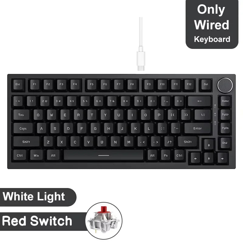 Pro Gaming Mechanical Keyboard Bluetooth 5.1/Wireless/C-Wired Customised Keyboard with Knob Hot Swapping Gasket