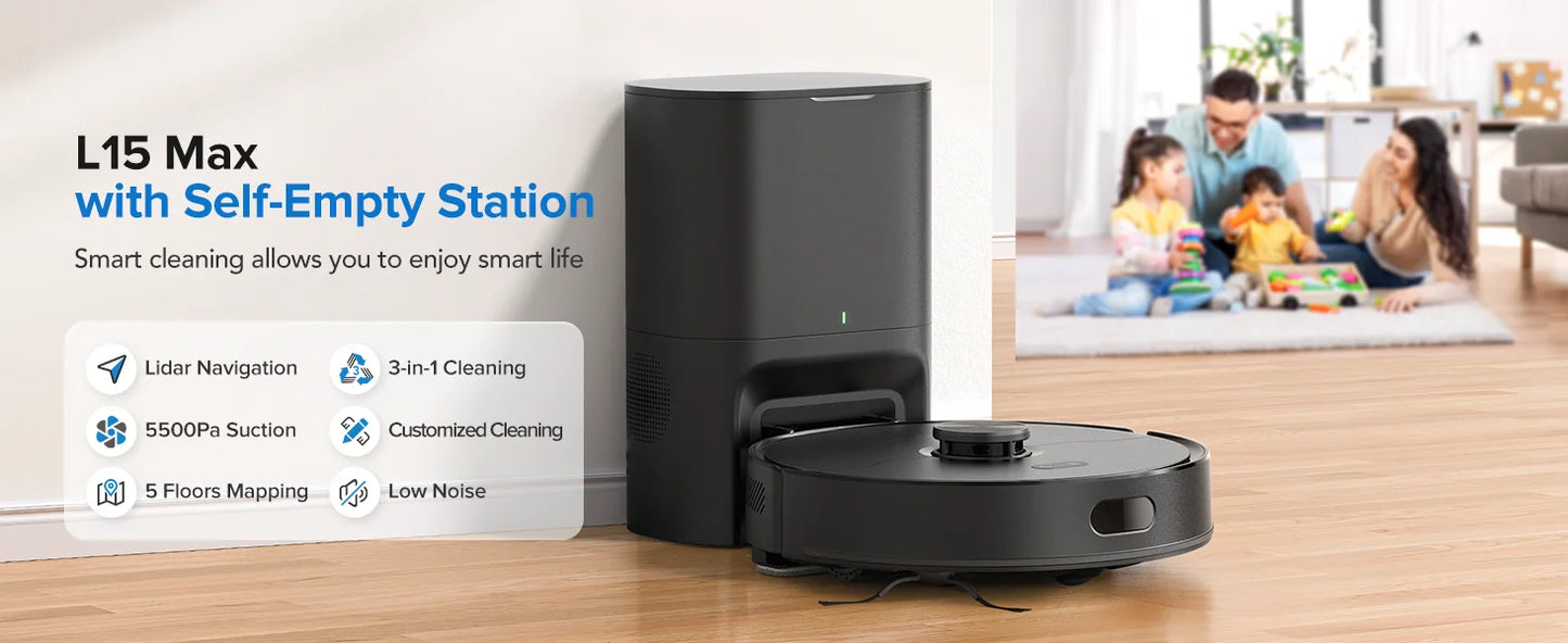 Lubluelu L15 Max Robot Vacuum Mop Combo 5500Pa Auto-Charging 3 In 1 Robot Vacuum Cleaner