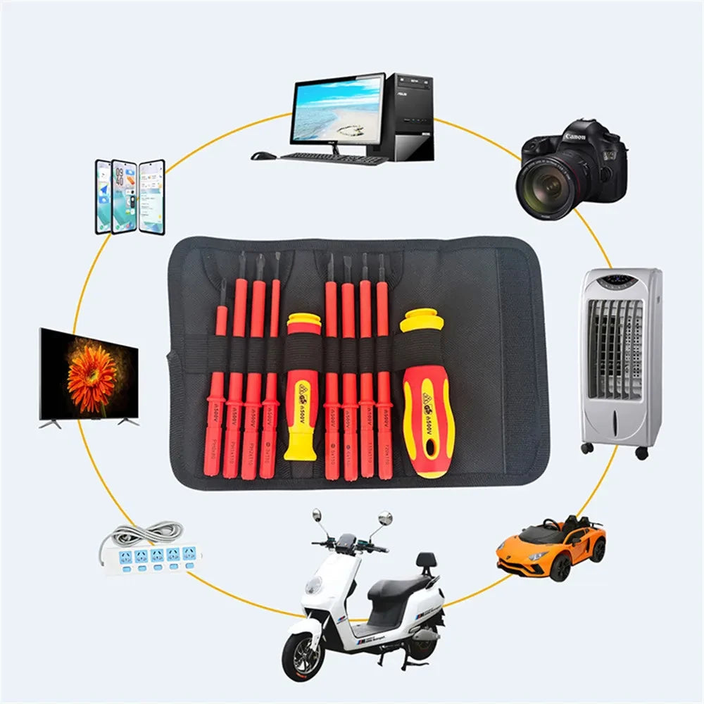 10Pcs Interchangeable Blade VDE Insulated Screwdriver Set with Case Magnetic 500V