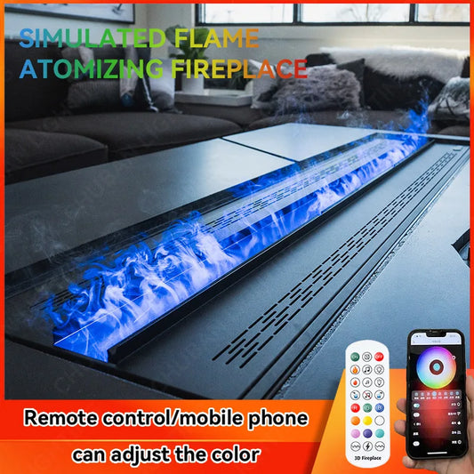Water Electric Fireplace 3D Remote Control APP Interior Decoration Steam Mist Embedded Realistic Flame