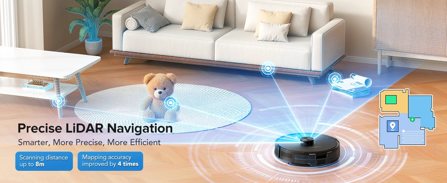 Lubluelu L15 Max Robot Vacuum Mop Combo 5500Pa Auto-Charging 3 In 1 Robot Vacuum Cleaner