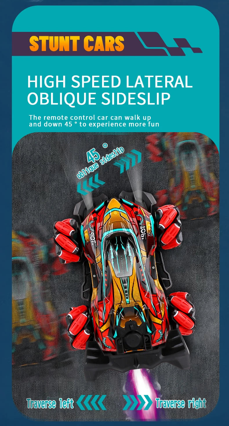 F1 RC Drift Car With Music Led Lights 2.4G Glove Gesture Radio Remote Control Spray Stunt Cars