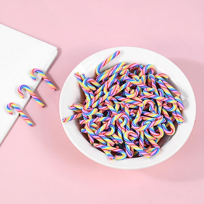 10/30/50Pcs Mini Candy Cane Christmas Decoration Red White Resin Candy DIY Crafts Xmas Home Decor