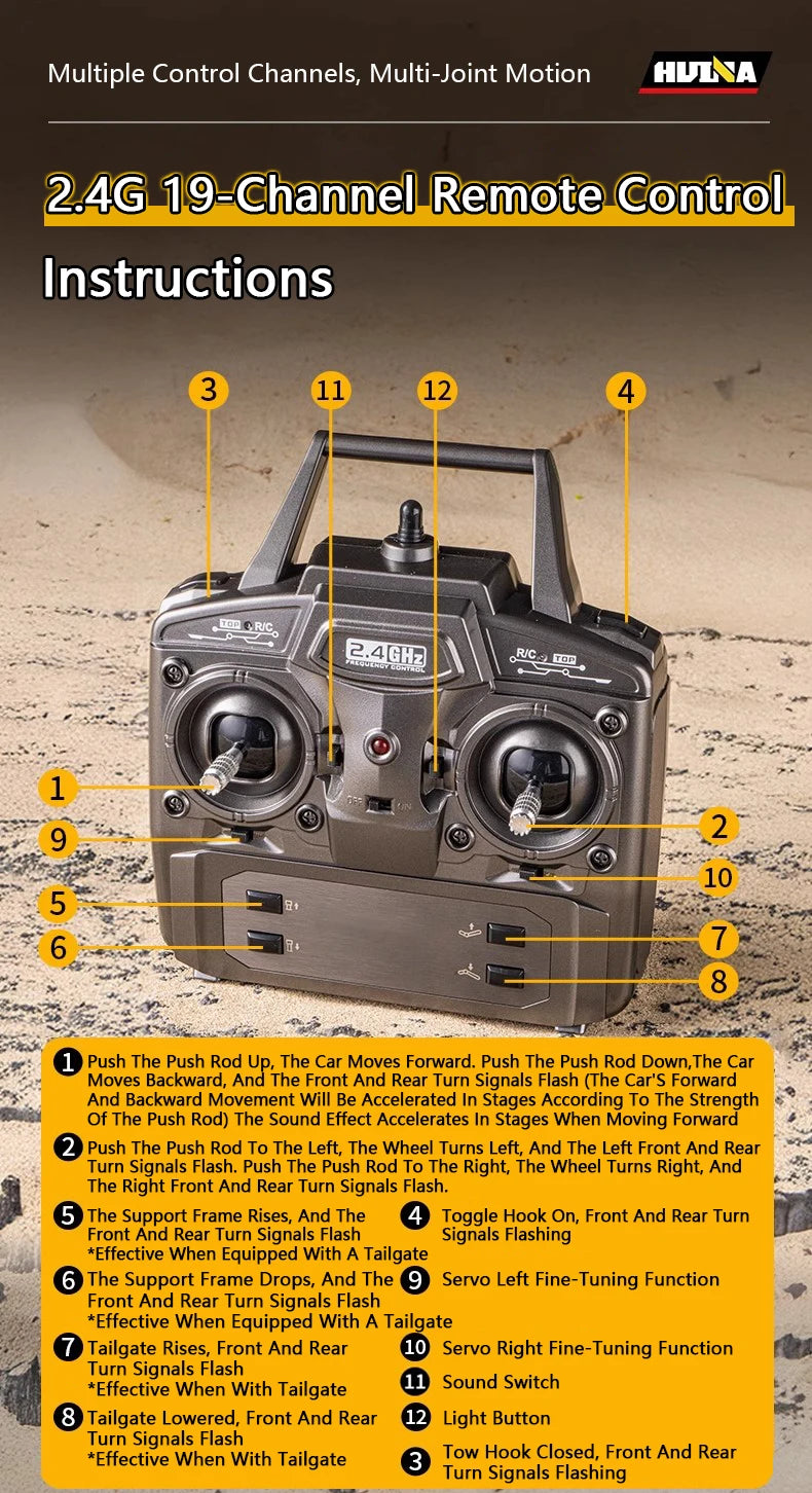 770S Alloy Tractor 19CH RC Truck 1/18 2.4G remote control Engineering Trailer Truck with Light and Sound Toys