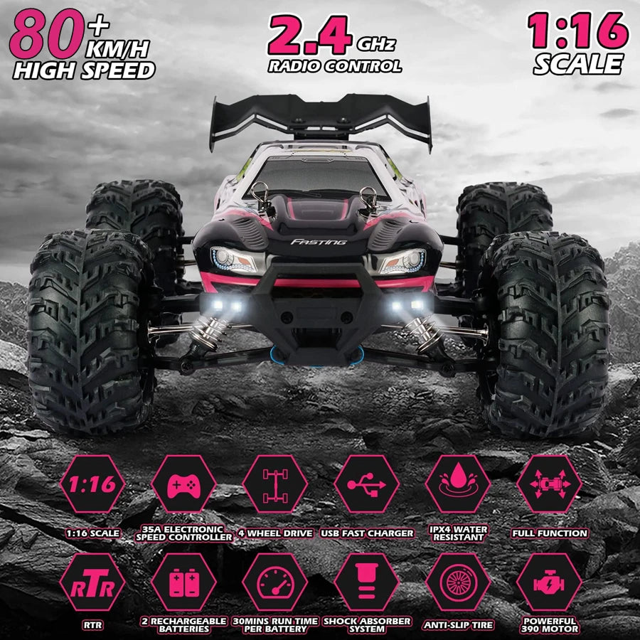 4WD 1:16 80KM/H Super Brushless 50KM/H Brushed RC Car 4x4 Off Road High Speed Drift Racing Truck Toy Kids Adults