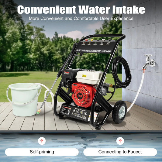 7.5HP 2200 PSI Pressure Washer with 5 Different Nozzles High Pressure Petrol Cleaner Pressure Washer