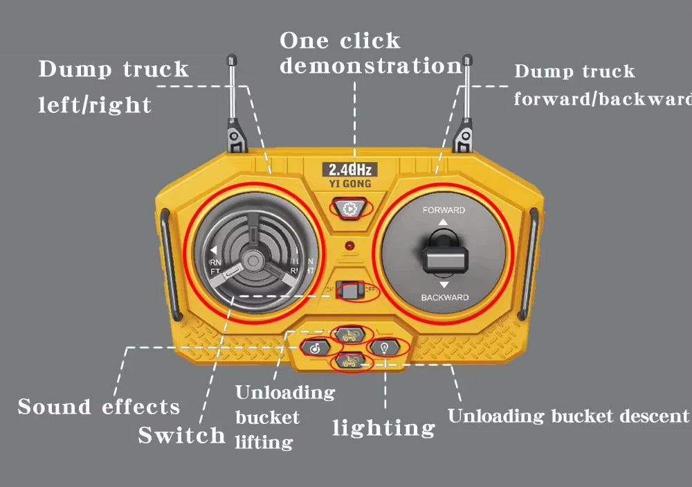 RC Car Children Toy Remote Control Car Excavator Dump Truck Bulldozer