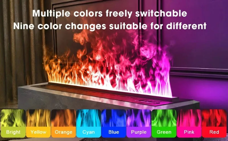 3D Atomizing Fireplace For Living Room Multi-color Fake Flame Electronic Remote Control Water Steam