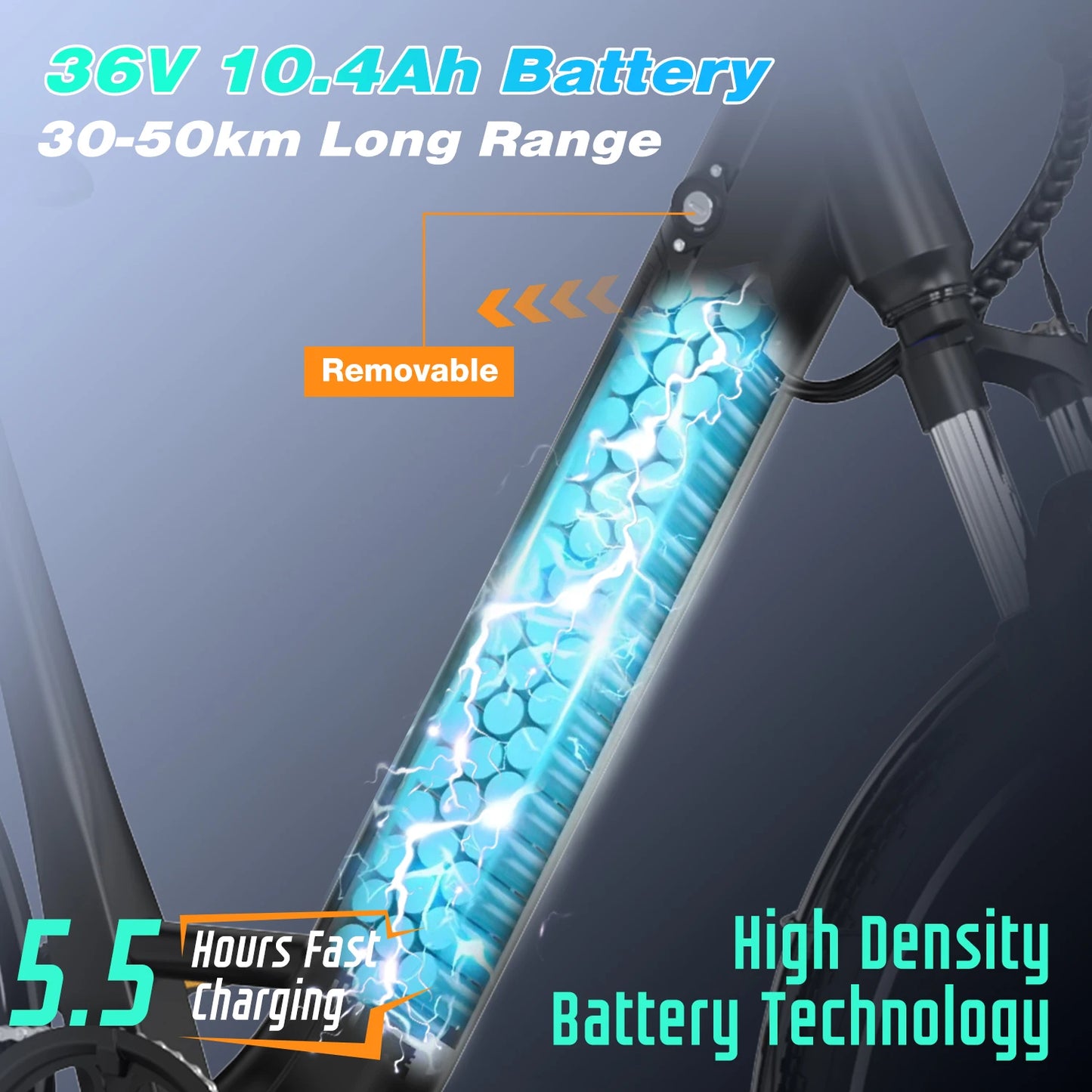 RCB Electric Bike for Adults G6, 25KM/H, 36V 10.4AH Removable Battery EBike, 27.5" Electric Bike, 250W, 7-Speed, Dual Disc Brake