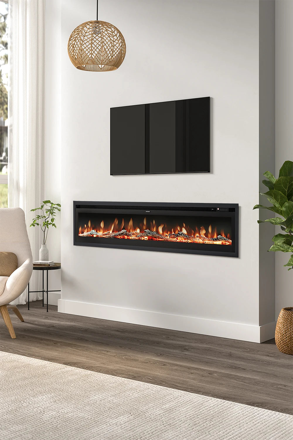 70/80 Inch Electric Fireplace with Remote 12 Flame Colours 1800W Home Decoration