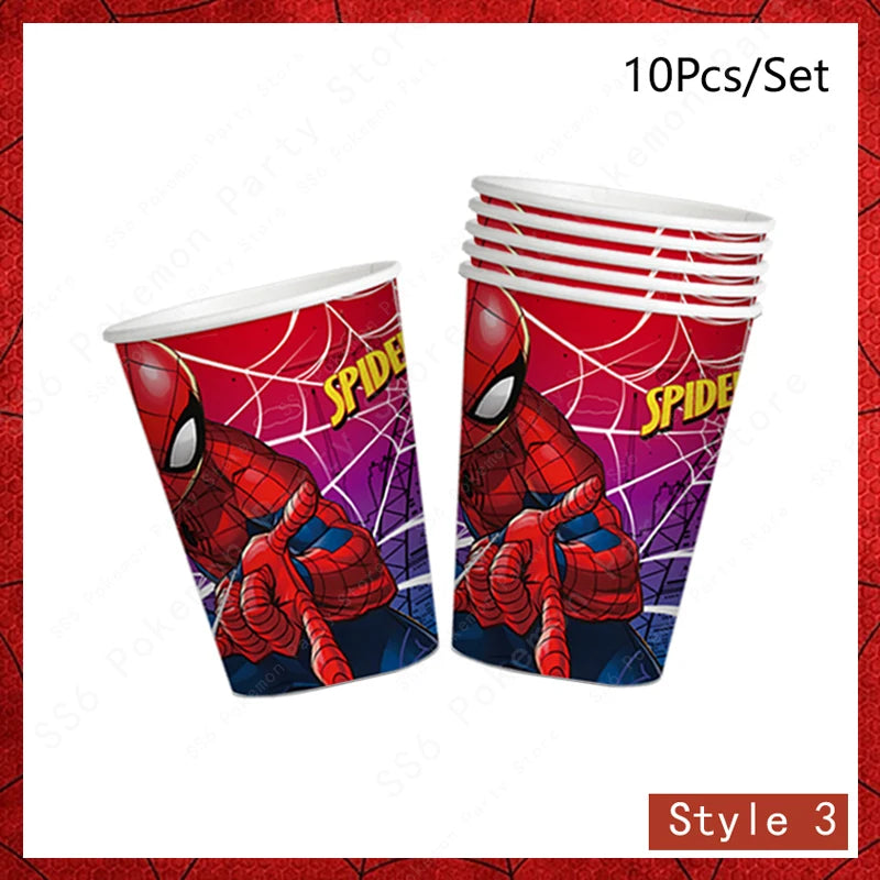 Spiderman Birthday Party Decorations Disposable Tableware Plate Cup Napkins Bags Supplies Set