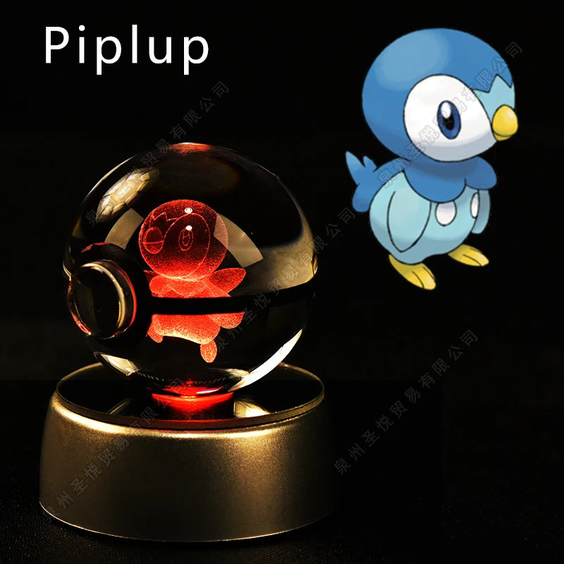 Pokemon Crystal Ball 3D Pikachu Gengar Mewtwo Night Light Lamp