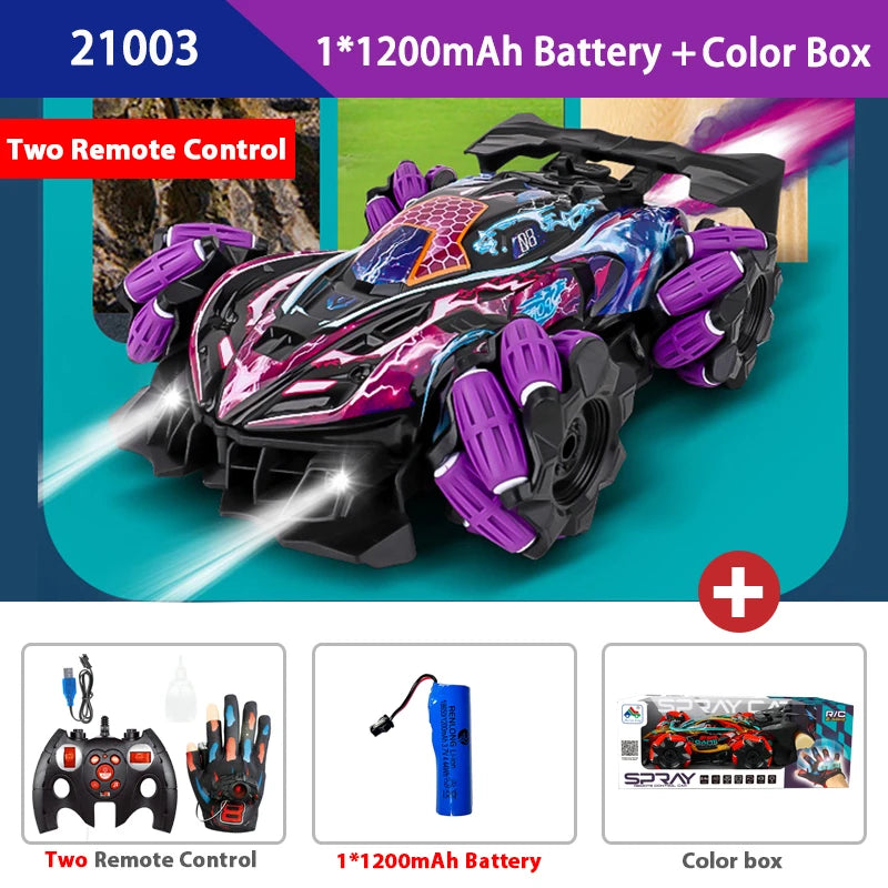 F1 RC Drift Car With Music Led Lights 2.4G Glove Gesture Radio Remote Control Spray Stunt Cars