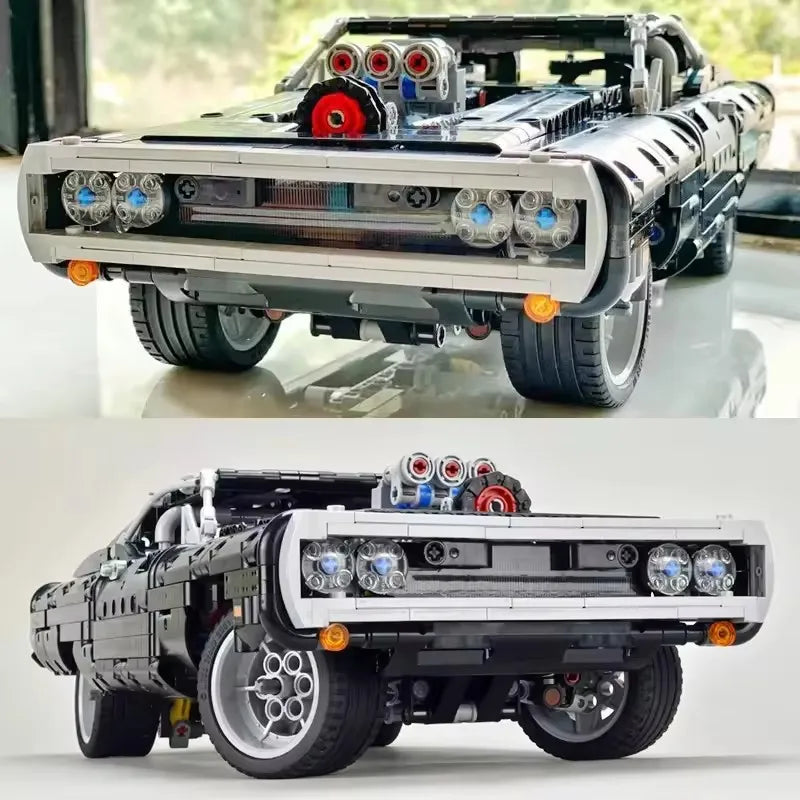 Technical Car Dodged Charger Racing Car Building Blocks Model Movie Fast And Furious Famous Vehicle