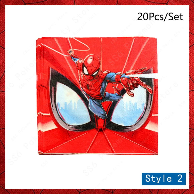 Spiderman Birthday Party Decorations Disposable Tableware Plate Cup Napkins Bags Supplies Set