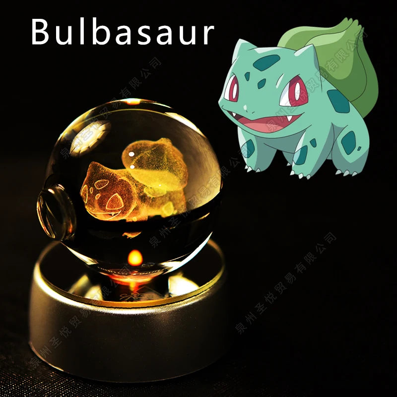 Pokemon Crystal Ball 3D Pikachu Gengar Mewtwo Night Light Lamp