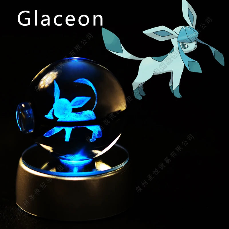 Pokemon Crystal Ball 3D Pikachu Gengar Mewtwo Night Light Lamp