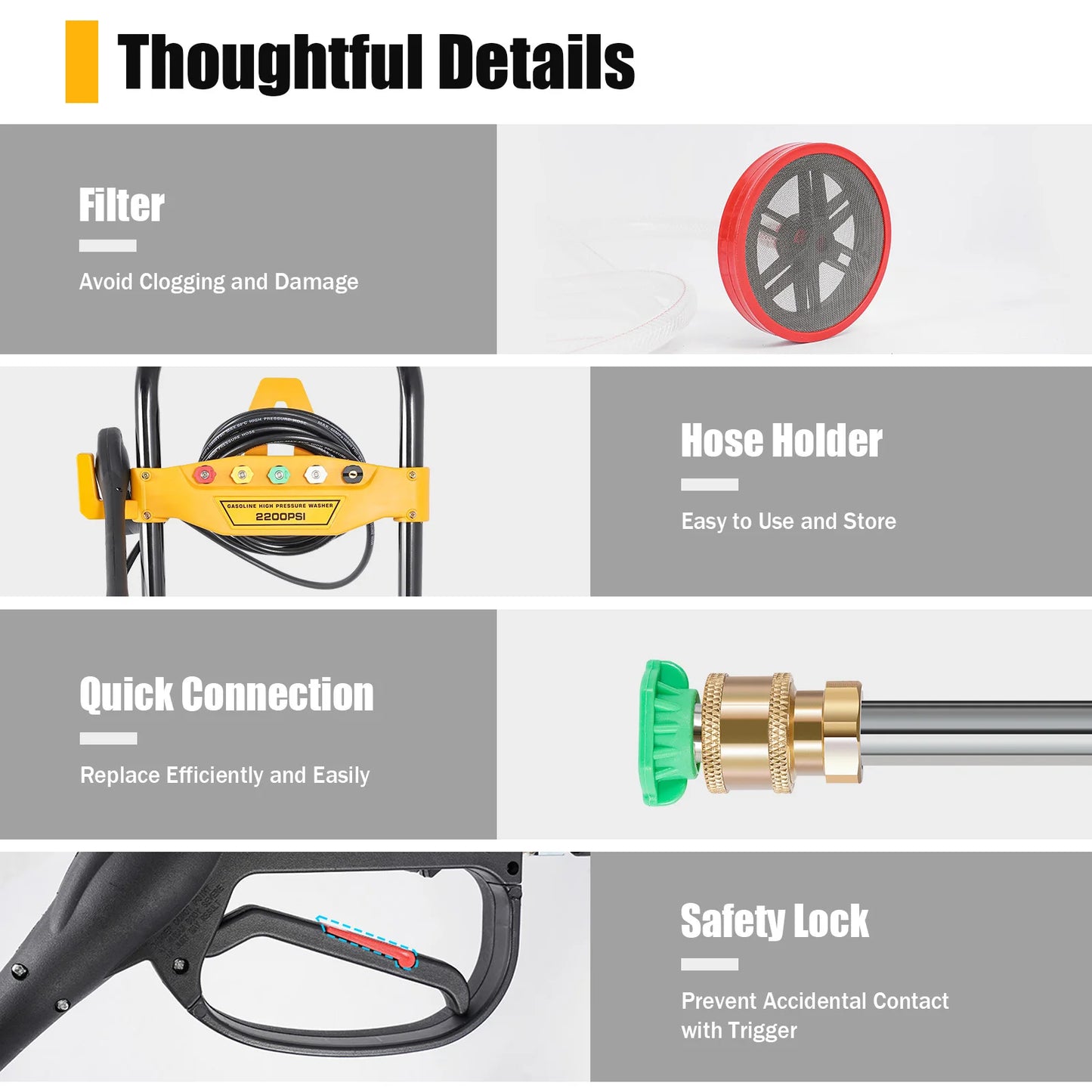 High Pressure Washer 7.5Horsepower 150Bar Gun Cleaning Machine w/ 5Nozzles Complete Kit