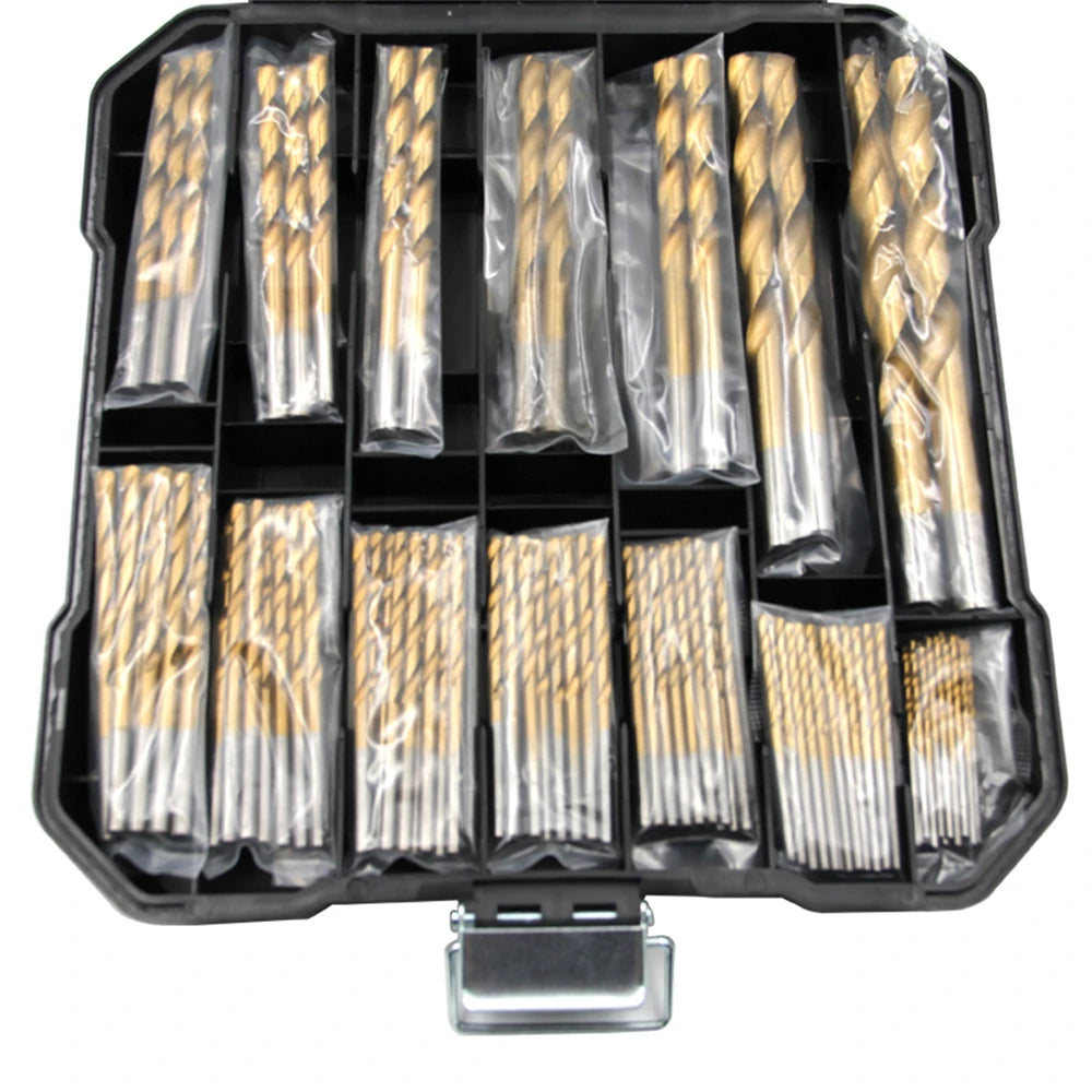 99Pcs HSS 4241 Twist Drill Bit Set Anti-rust Wear Protection Round Shank Titanium Drill Bits