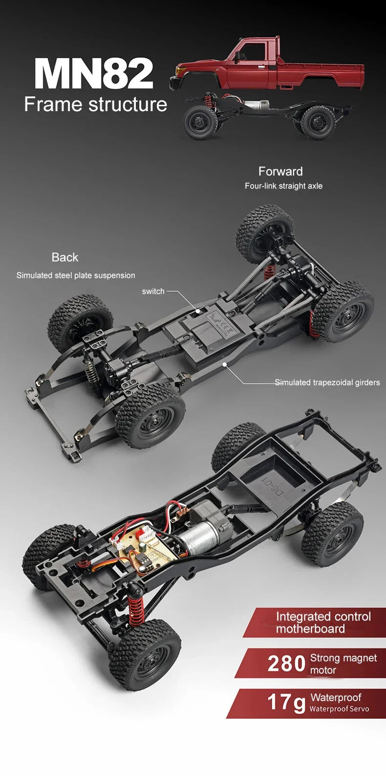 4WD Full Scale RC Pickup Short Truck 2.4G Remote Control Climbing Off-road Car Toys for Kids Christmas Gift