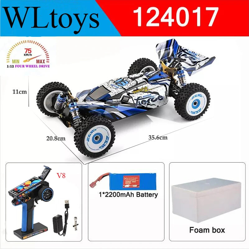 NewV8 1/12 2.4G Racing RC Cars 4WD Brushless Motor 75Km/H High Speed Remote Control Off-road Drift Car