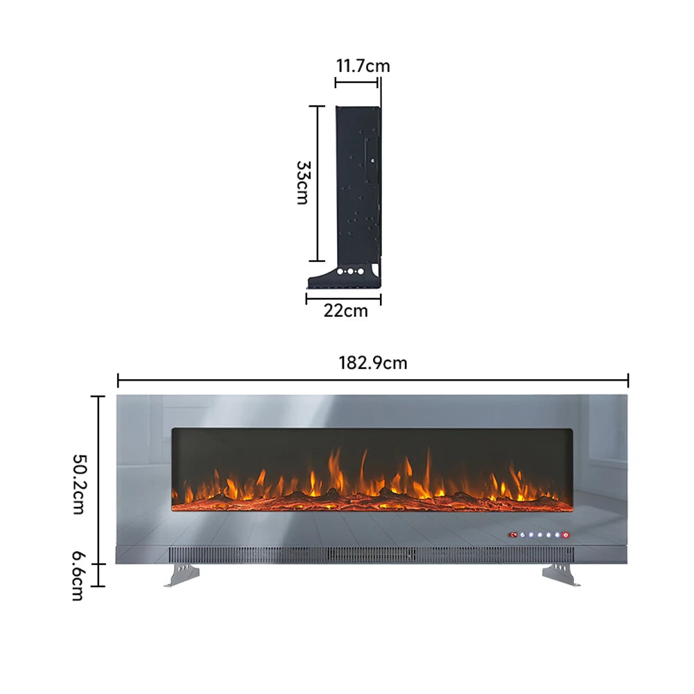 Recessed/Wall Mounted Electric Fireplace 12 Flame Colors, Overheating Protection,1800W, 50&60&72 Inch