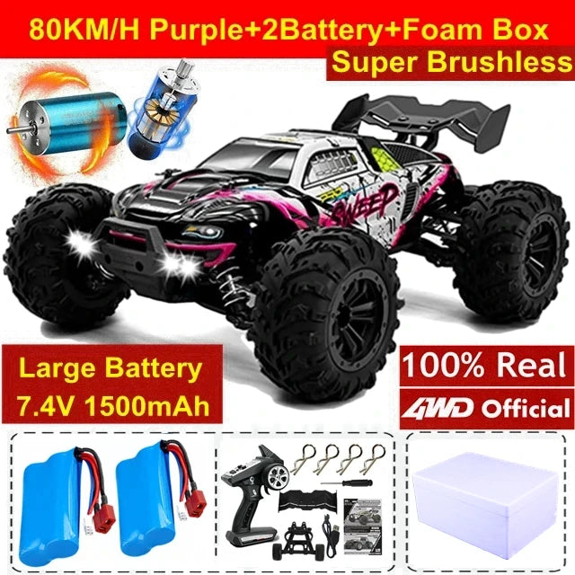 4WD 1:16 80KM/H Super Brushless 50KM/H Brushed RC Car 4x4 Off Road High Speed Drift Racing Truck Toy Kids Adults