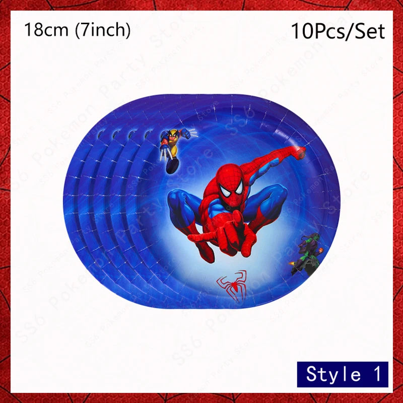 Spiderman Birthday Party Decorations Disposable Tableware Plate Cup Napkins Bags Supplies Set