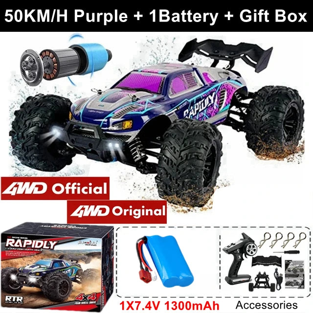 4WD 1:16 80KM/H Super Brushless 50KM/H Brushed RC Car 4x4 Off Road High Speed Drift Racing Truck Toy Kids Adults
