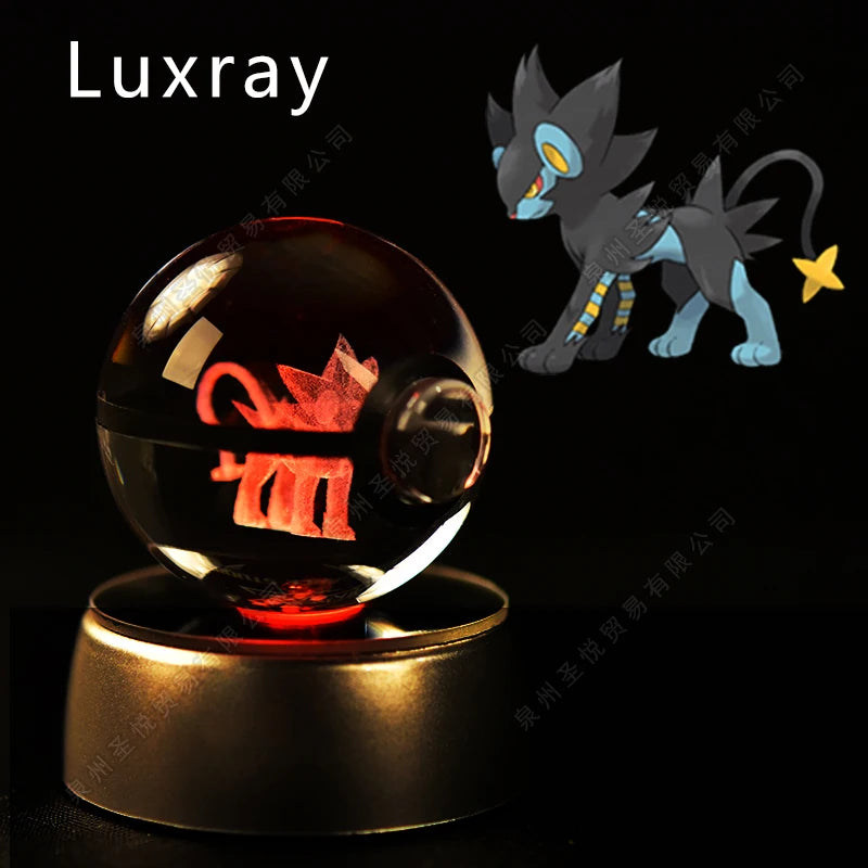 Pokemon Crystal Ball 3D Pikachu Gengar Mewtwo Night Light Lamp