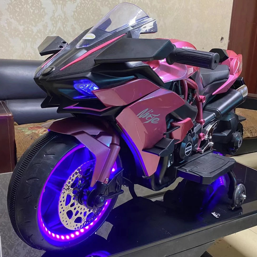 1.1M Long Children Electric Two Wheeled Rechargeable Drive Motorcycle For 3-9 Years Kids Ride On