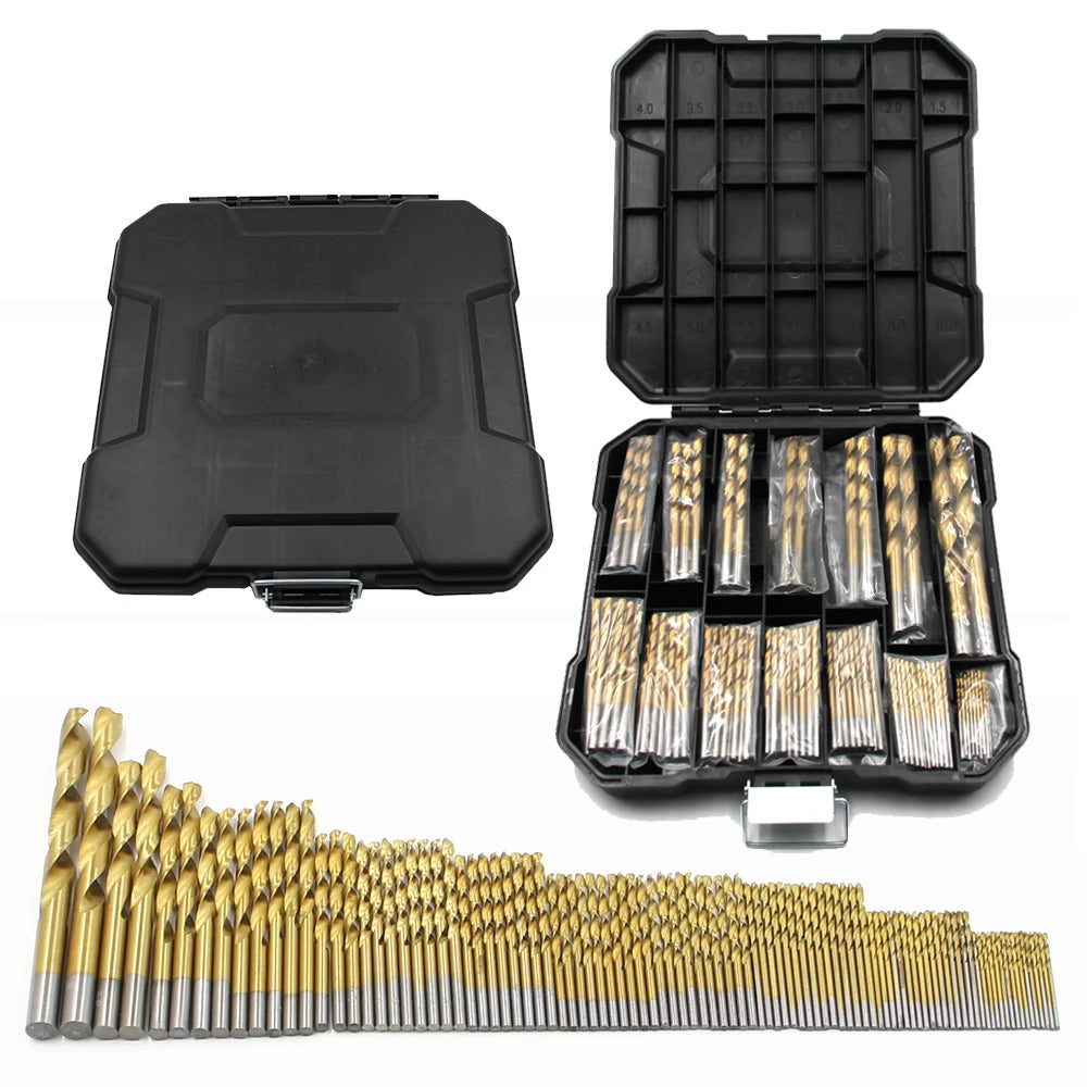 99Pcs HSS 4241 Twist Drill Bit Set Anti-rust Wear Protection Round Shank Titanium Drill Bits