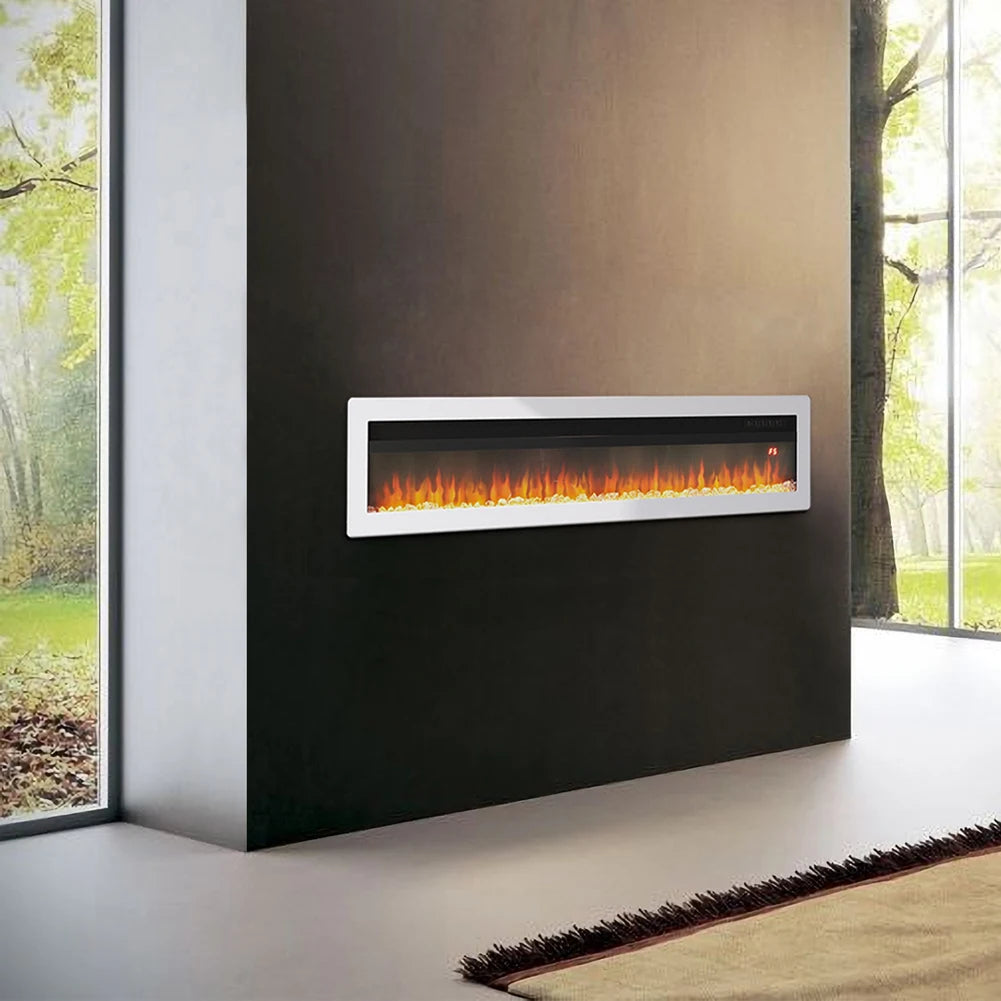 LED Electric Wall Fireplace 9 Flame Colours with Freestanding Leg, White 50inch