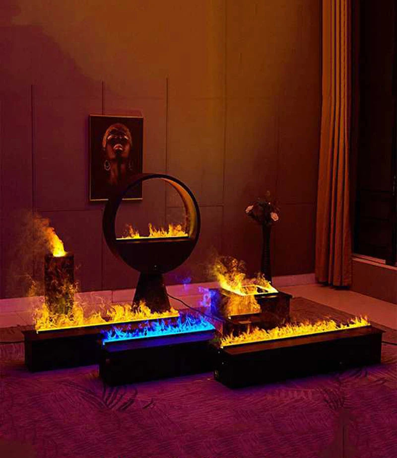 Smart Home 3D Fireplace Water Steam Humidifier LED Decorative Flame TV Wall Sound Electric