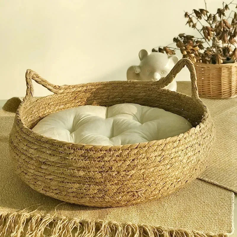 Purely natural woven cat bed, universal washable , pet supplies accessory, Suitable for all seasons