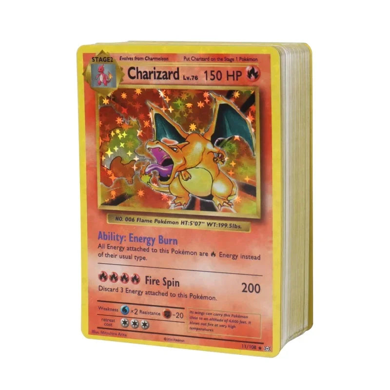60/100Pcs English Pokemon Card 1996 Year Shining Charizard Pikachu Mewtwo trade Card Kids Pokemon Toy
