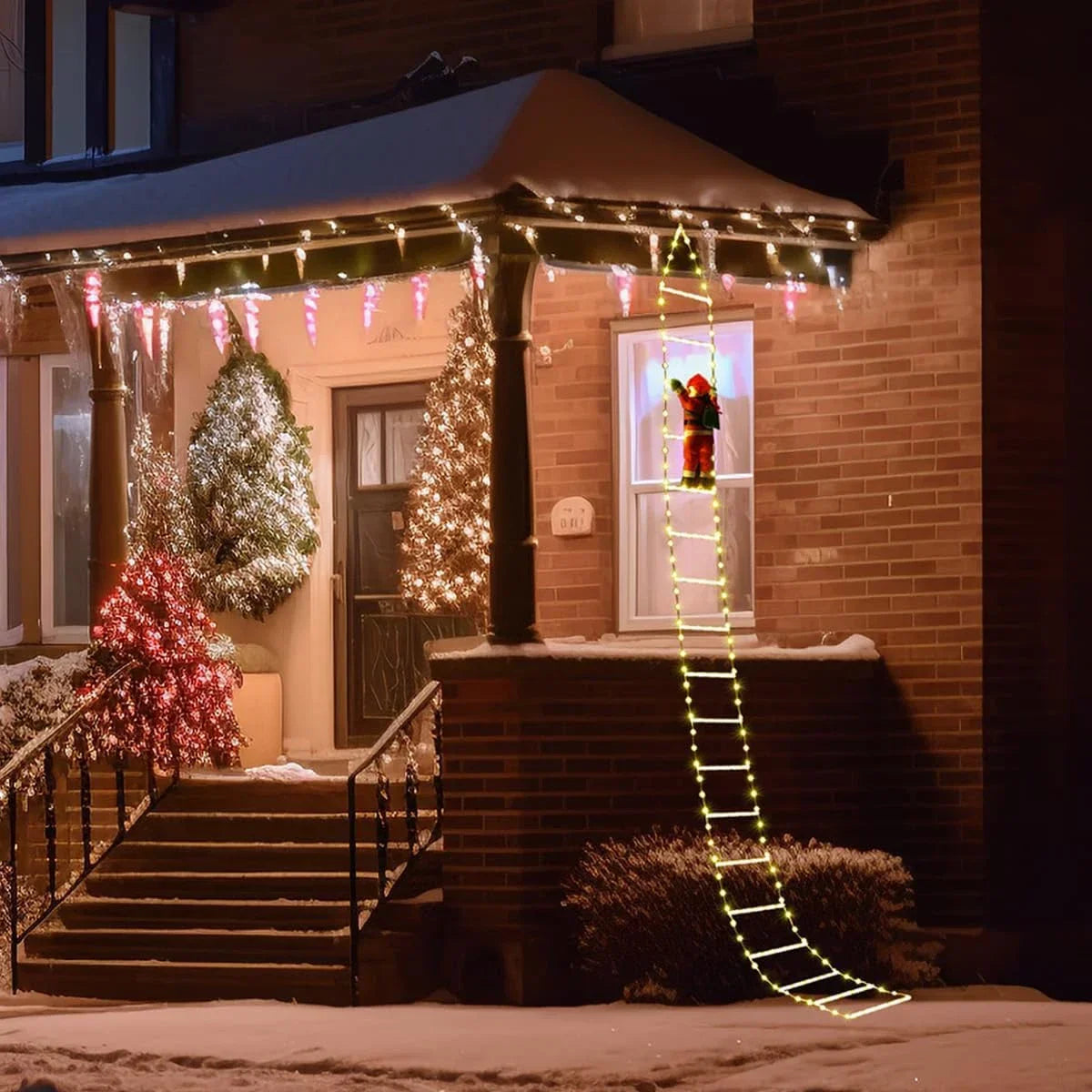 3M Santa Claus Climbing Ladder Warm Light Christmas Decoration Home Outdoor