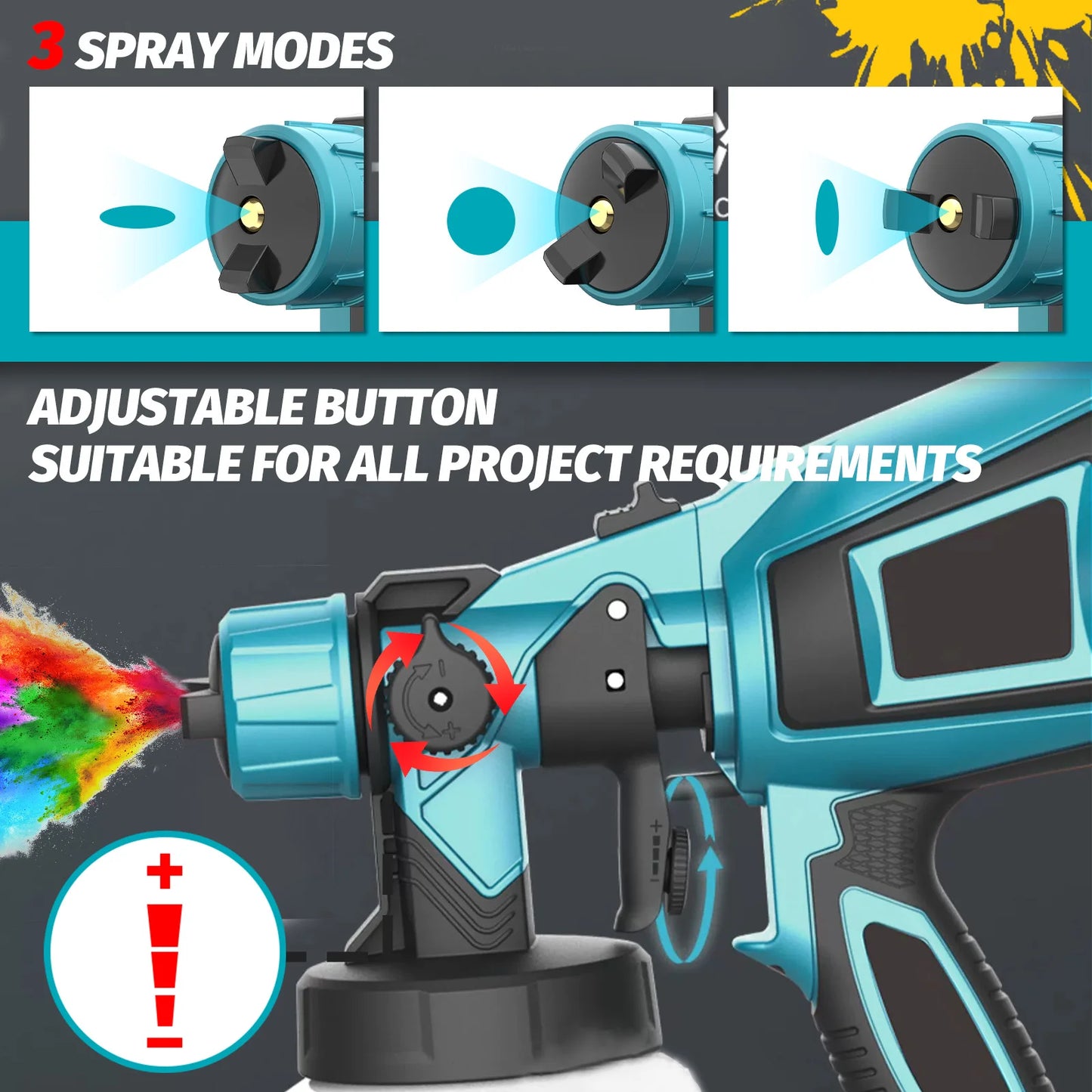 2 Battery Cordless Paint-Sprayer-Spray Gun Airless Home/Outdoor