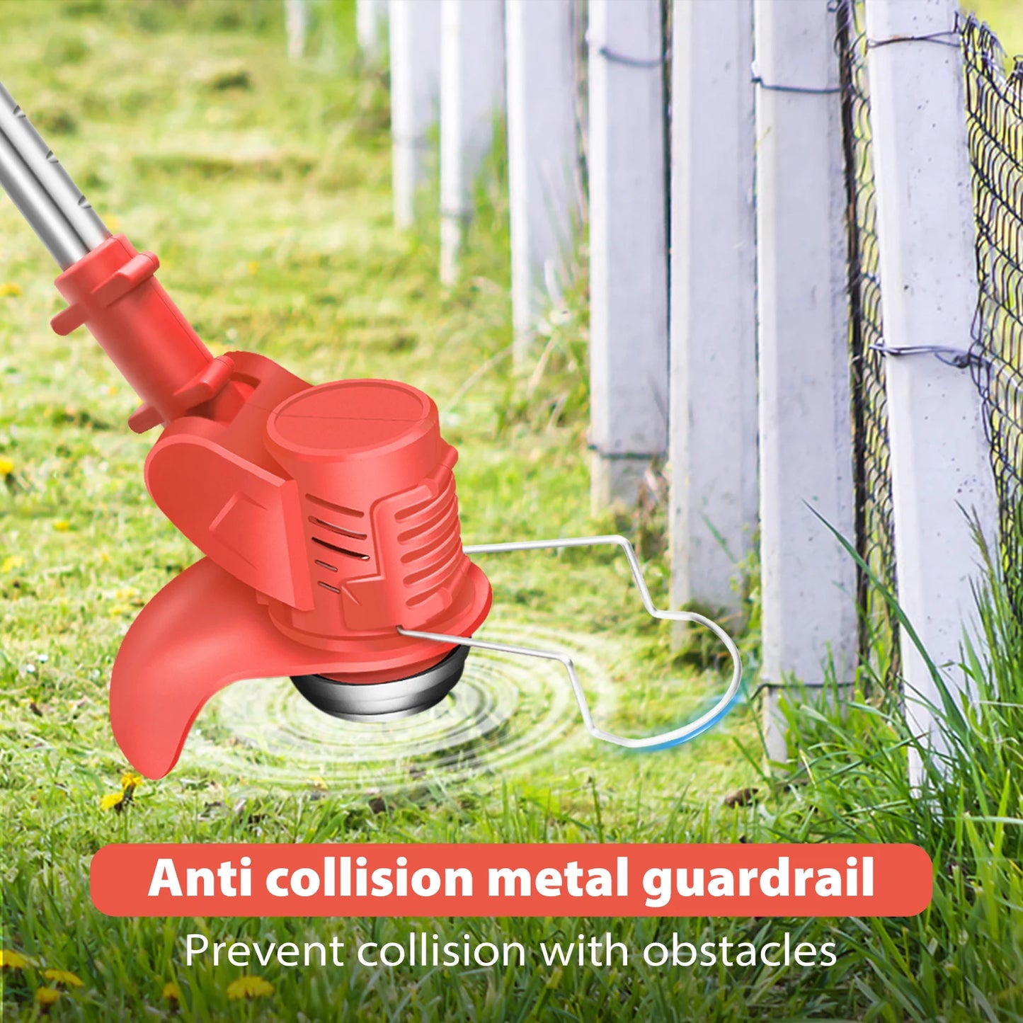 21V Cordless Weed Wacker 3 in 1 Rechargeable Electric for Lawn Garden Yard,With Battery,Red