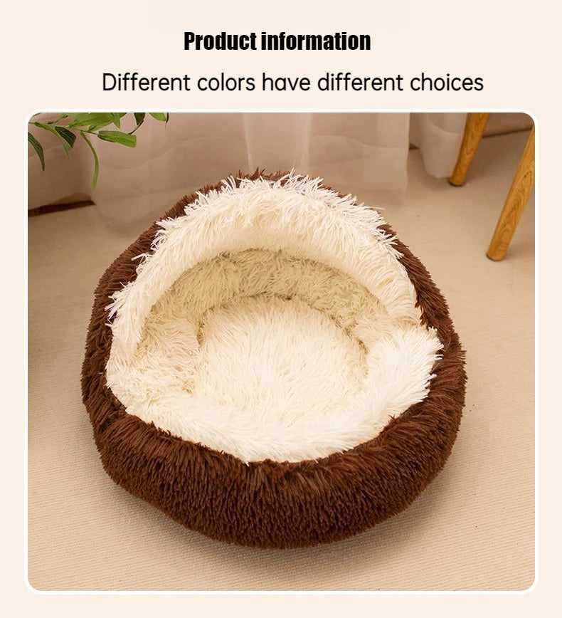 2 in 1 Soft Plush Pet Bed 50CM with Cover Round Pet Puppy Mattress for Small Dogs Cats
