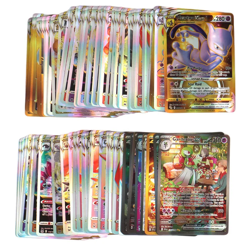 60/100Pcs English Pokemon Card 1996 Year Shining Charizard Pikachu Mewtwo trade Card Kids Pokemon Toy