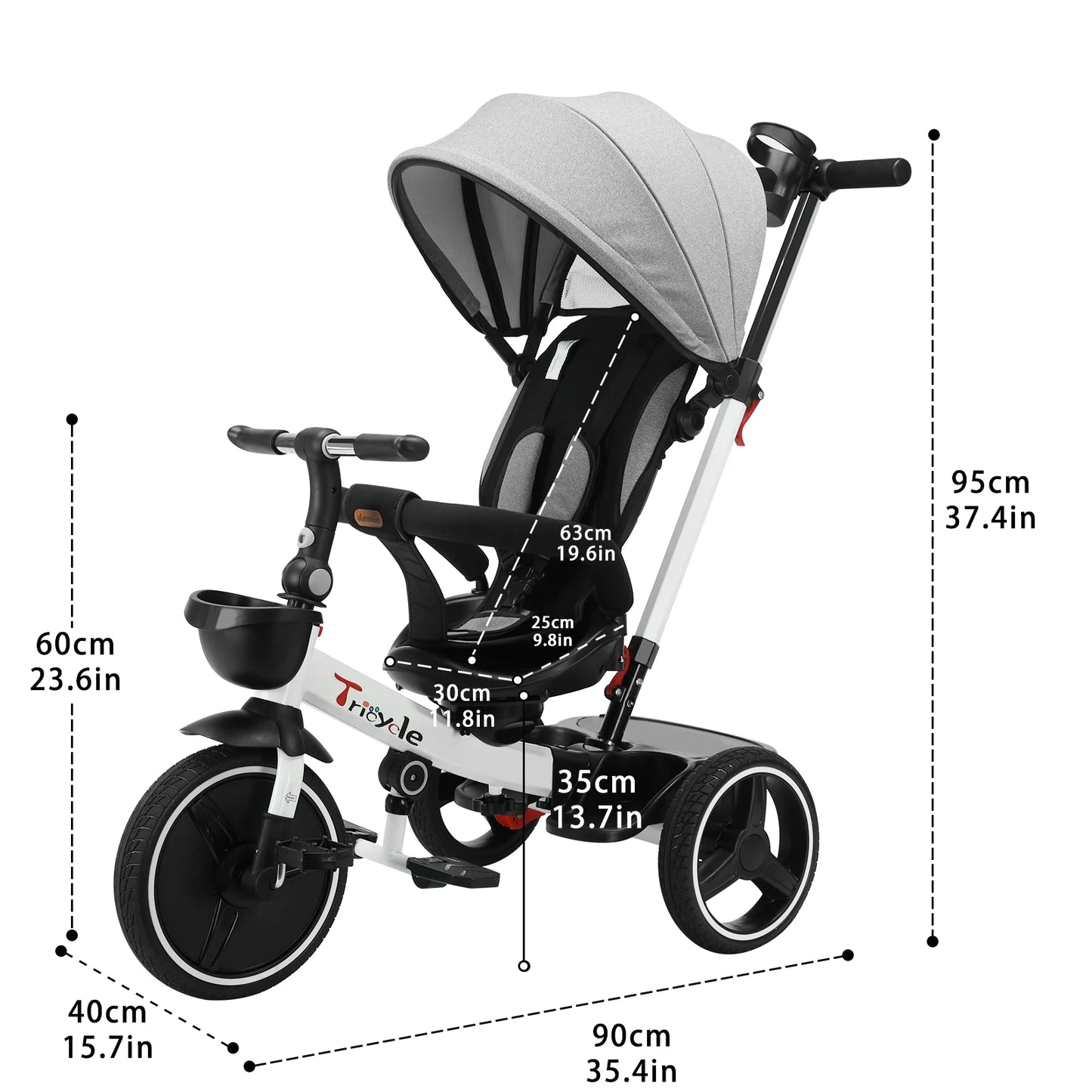 Ubravoo Baby Stroller Tricycle Ride Bike , 5-in-1, Adjustable Canopy 1-5 Years