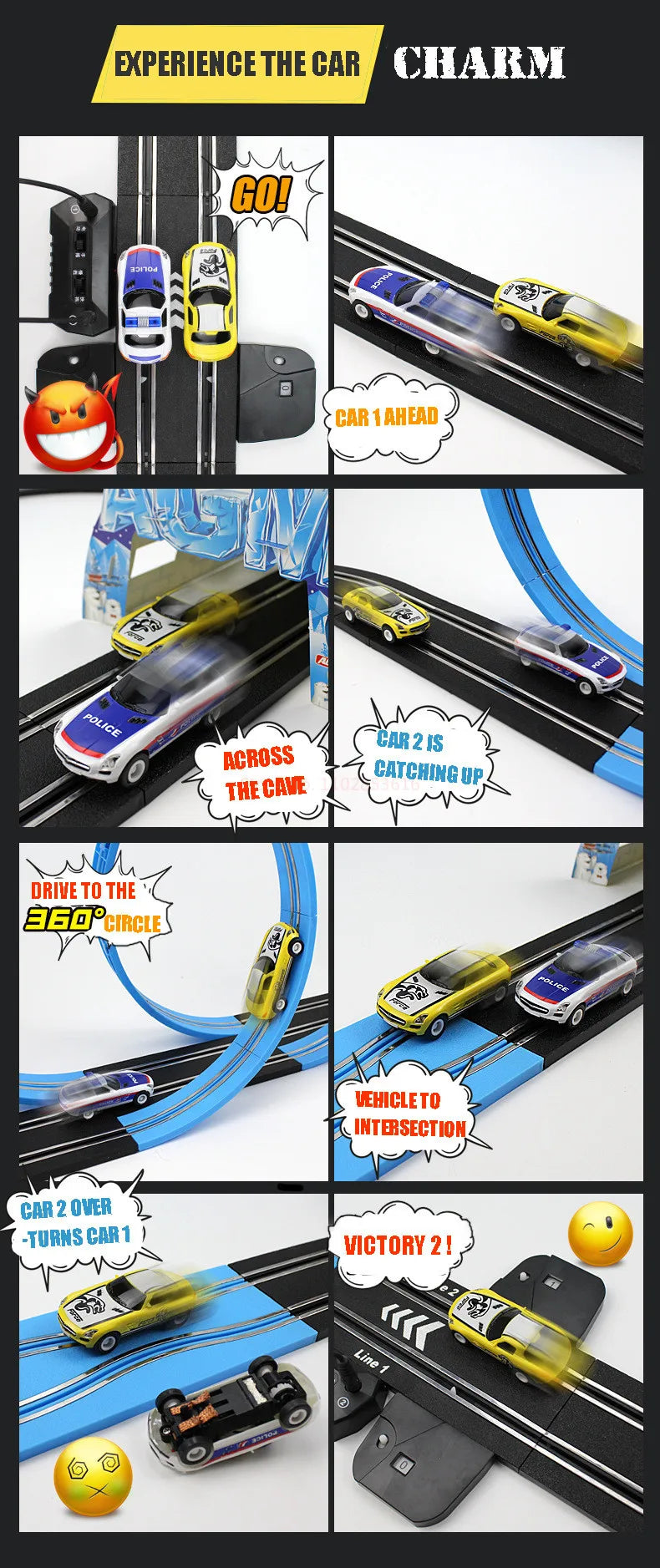 Electric Railway Track Set Double Remote Control Car Racing Track Autorama Circuit Toy For Children Gift