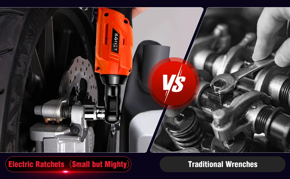 Cordless Ratchet Wrench,3/8" 12V Power Electric Ratchet Driver with 7 Sockets,Two 1500mAh Li-Ion Batteries