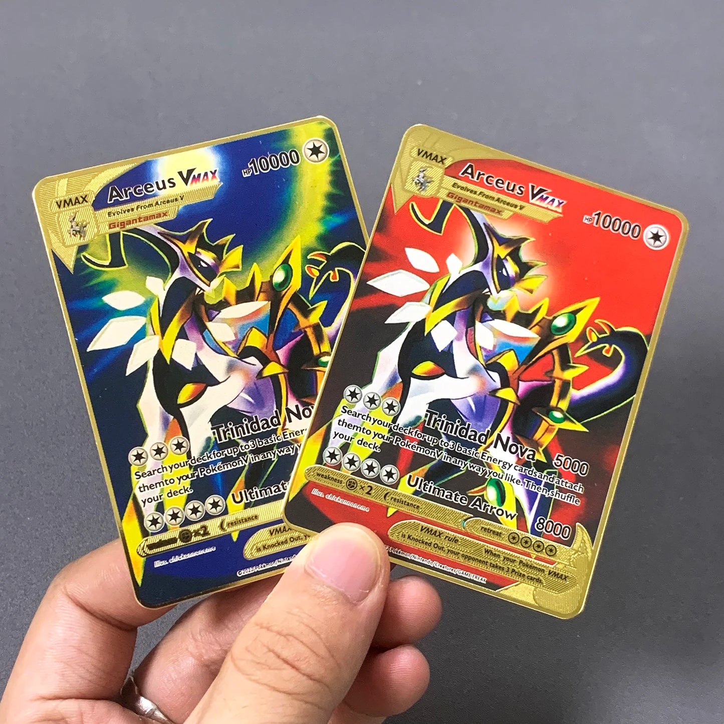10000 Arceus Vmax DIY Golden Pokemon Metal Cards English in Iron Pokmo Letters Collection Card