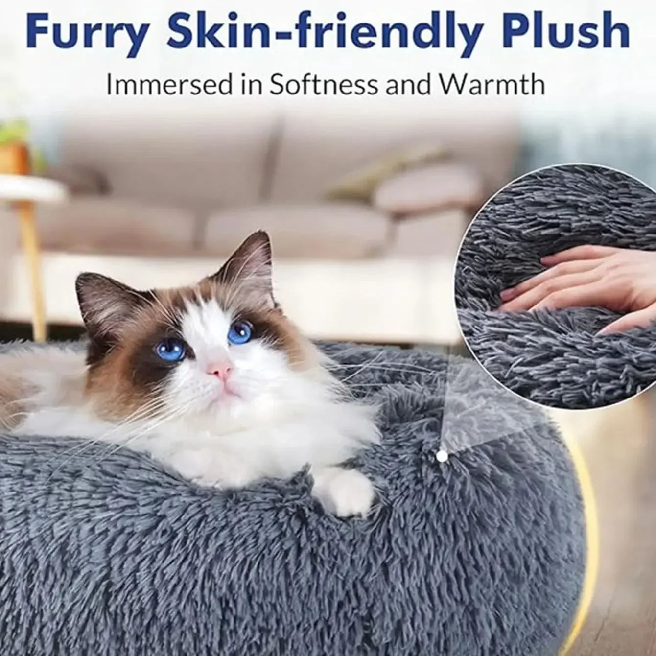 40-90cm 6 Sizes Round Super Soft Pet Bed for Large Dog & Cat