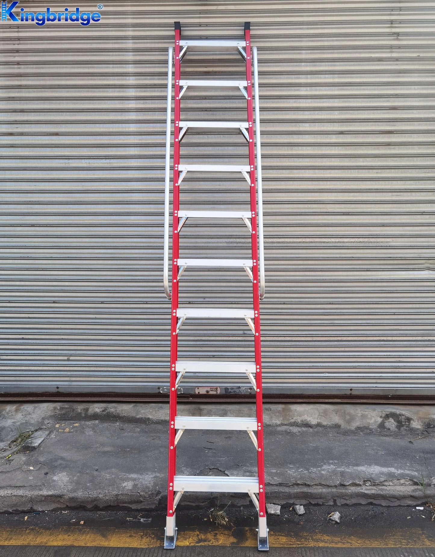 EN61478 Fiberglass Single Section Straight Strengthen Step Support And Handrail Ladder For Electricians