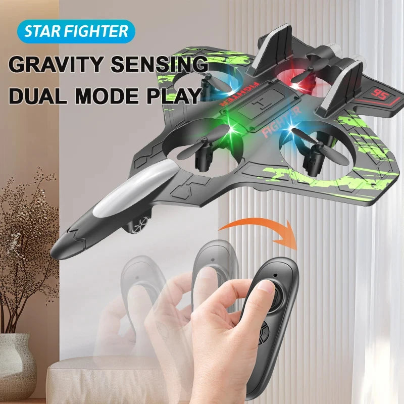 2.4G Remote Control Fighter Electric Foam Glider Stunt Tumbling UAV Helicopter with LED Lights